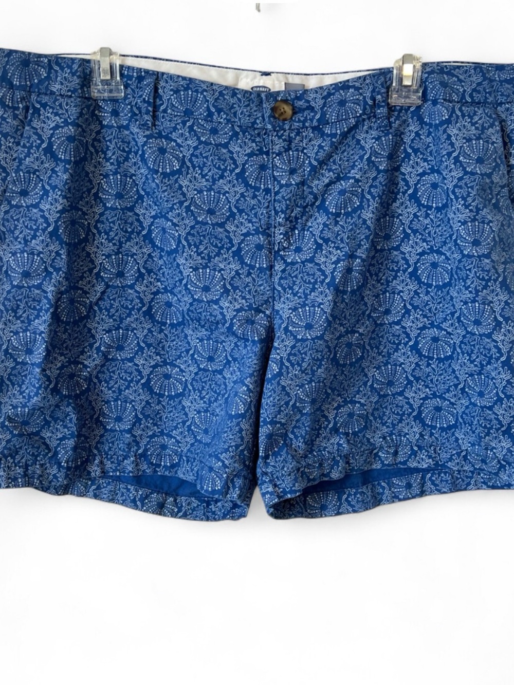 Women’s Blue Printed Flat-Front Shorts